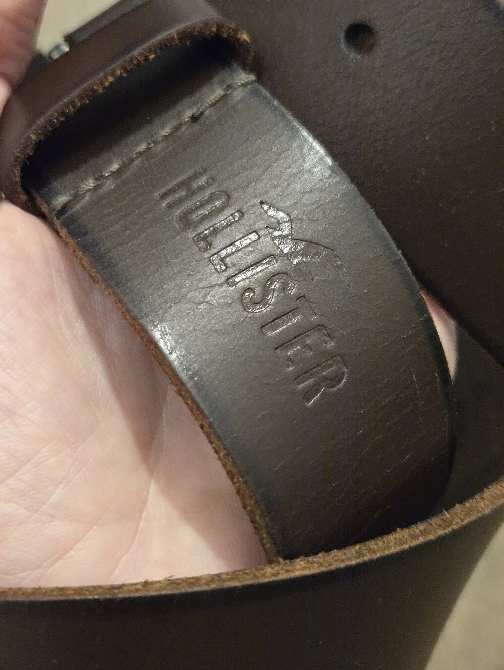 Mens Hollister Brown Leather Belt Dirtbag Grunge Rustic Size 34 Western VTG